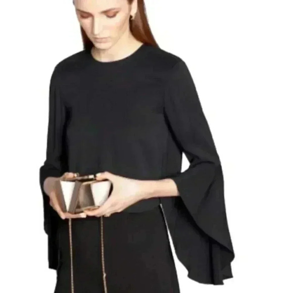 & Other Stories Black V-Neck Blouse with Flared Sleeves Size 4 - Picture 1 of 3